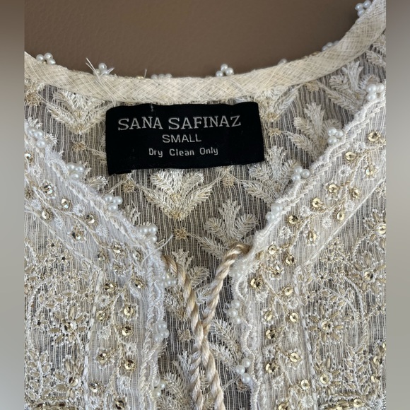 New Original Sana Safinaz Pakistani 4 piece creamish white anarkali dress - Picture 4 of 10